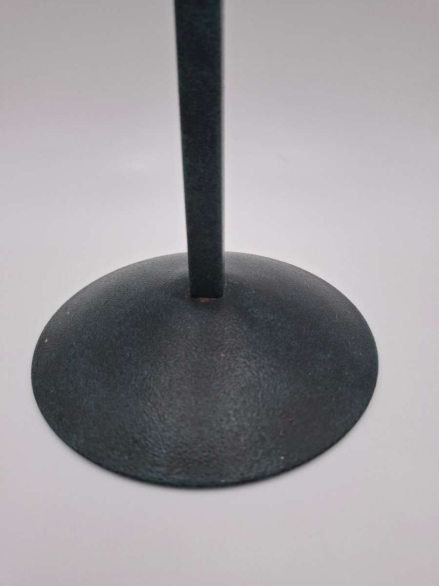 Candlestick - 49.5cm H - Single Wrought Iron Candle Stand with Greenish Finish - 9.5cm diameter