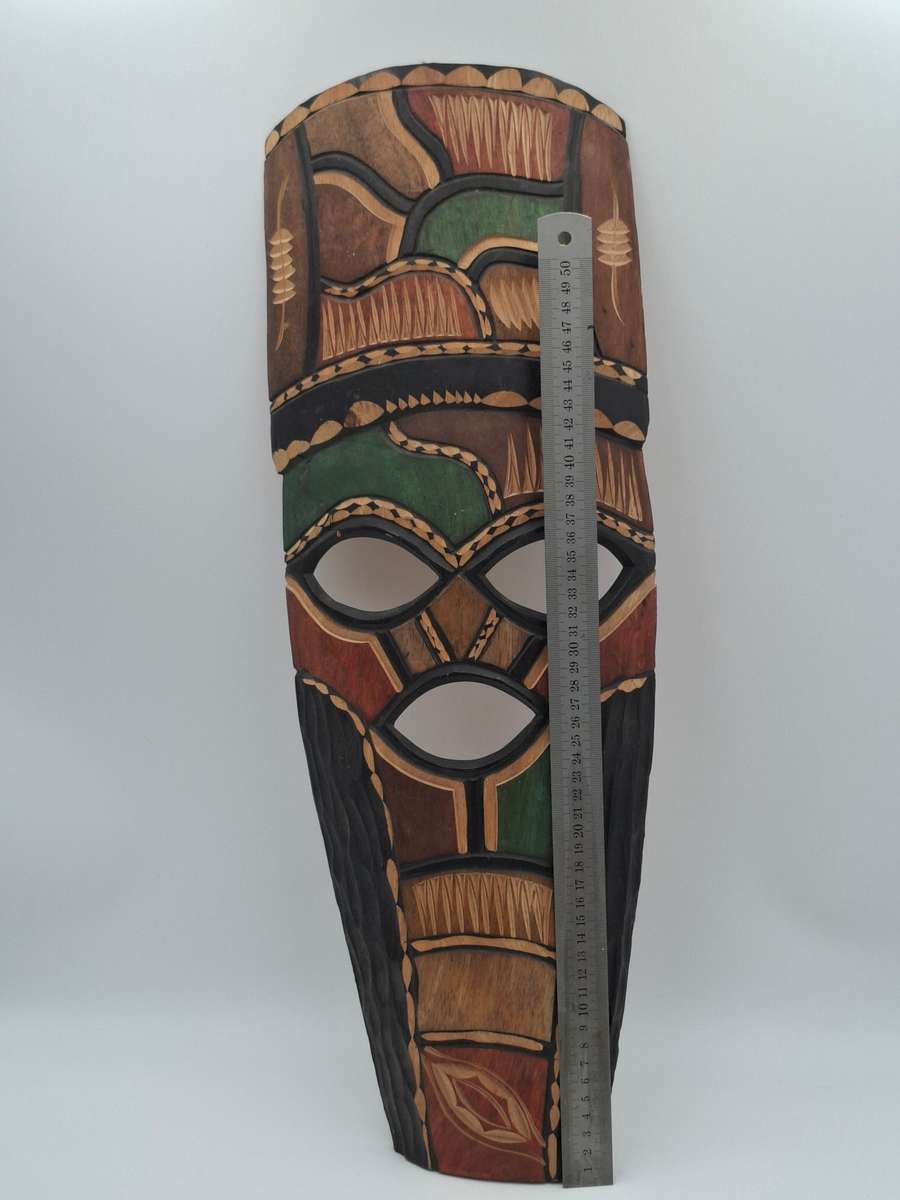 Multi Coloured African Tribal Wooden Face Mask - 62cm high