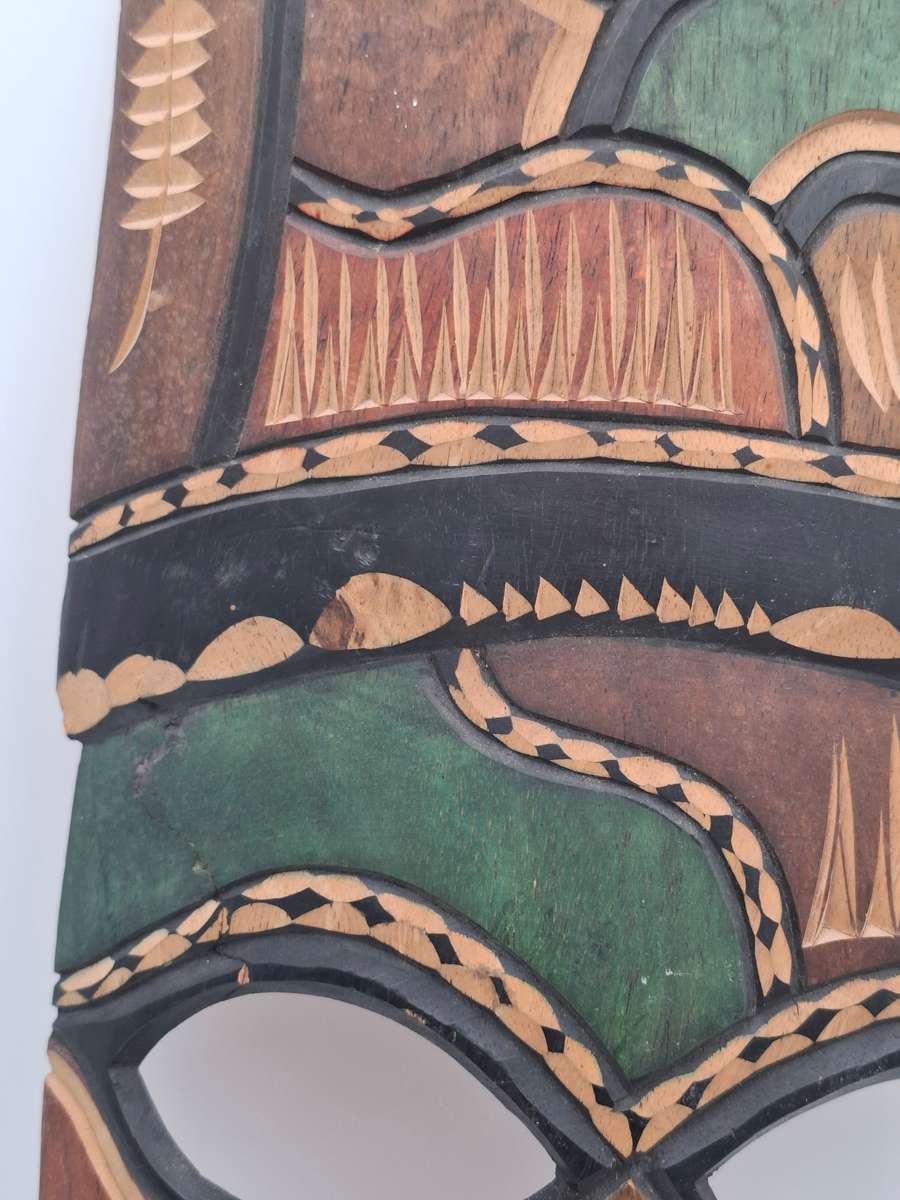 Multi Coloured African Tribal Wooden Face Mask - 62cm high