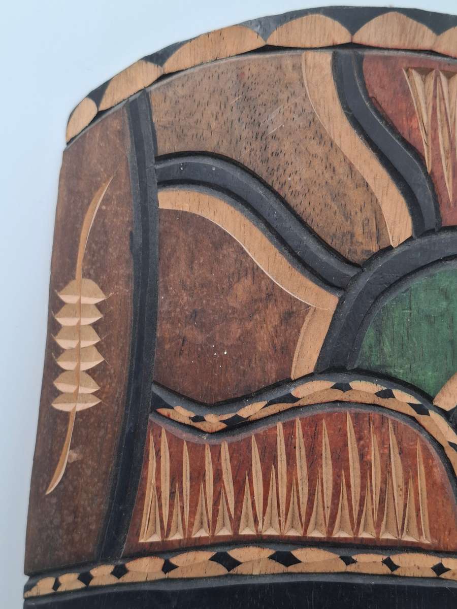 Multi Coloured African Tribal Wooden Face Mask - 62cm high