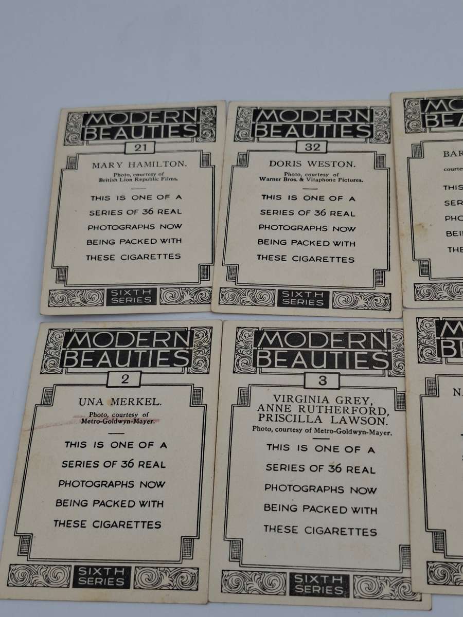 Antique Original Cigarette Cards - Modern Beauties from 1930's - Sixth Series - 10 Cards