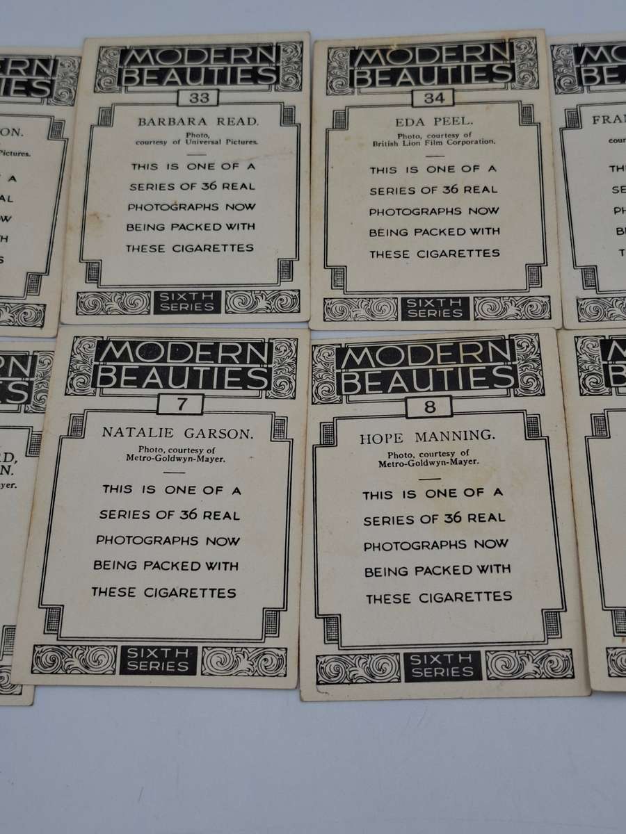 Antique Original Cigarette Cards - Modern Beauties from 1930's - Sixth Series - 10 Cards