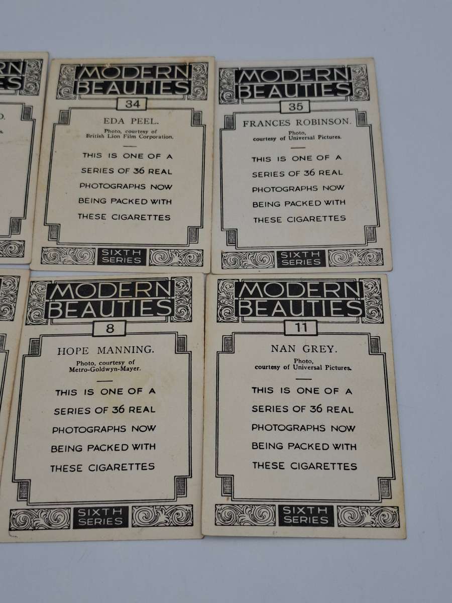 Antique Original Cigarette Cards - Modern Beauties from 1930's - Sixth Series - 10 Cards