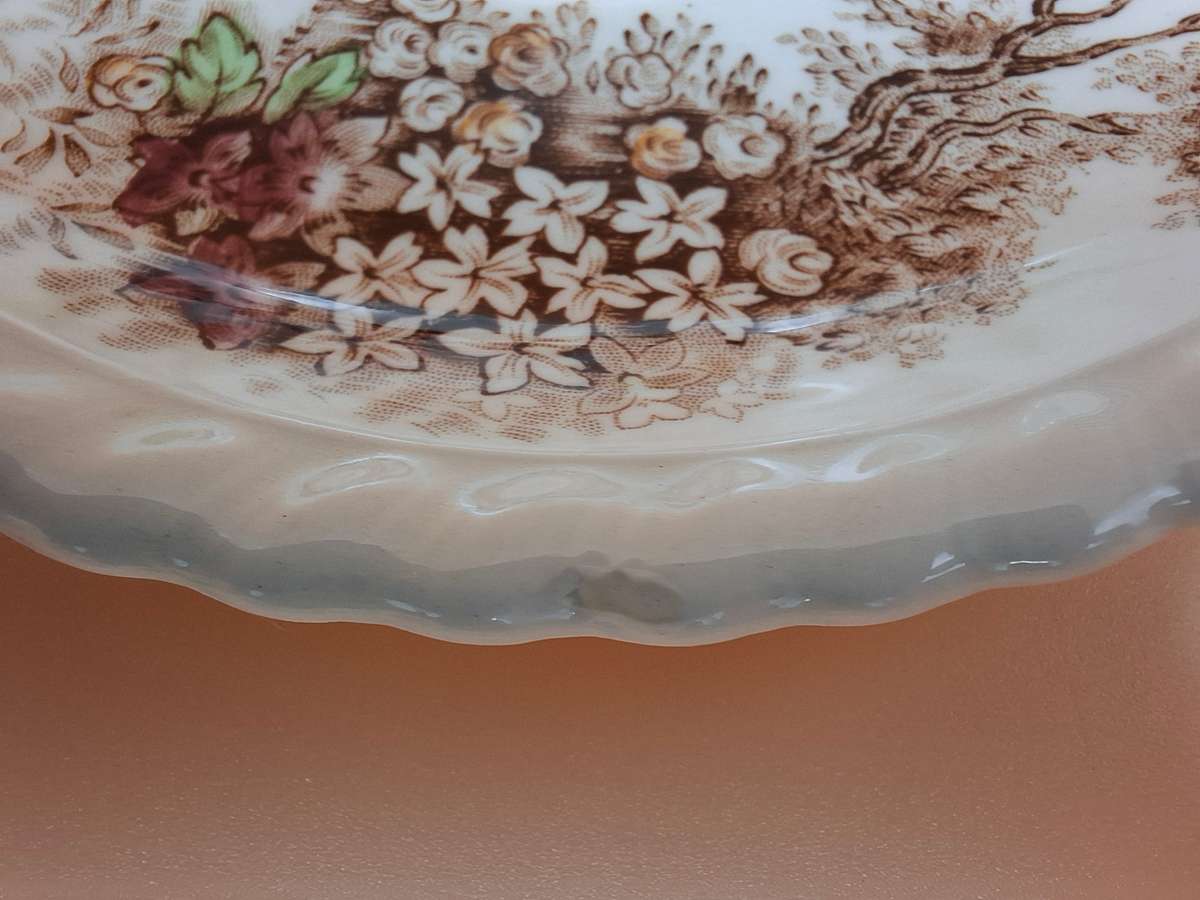 Vintage Johnson Brothers "Castle on the Lake" Dinnerware - Pink & Brown Hues