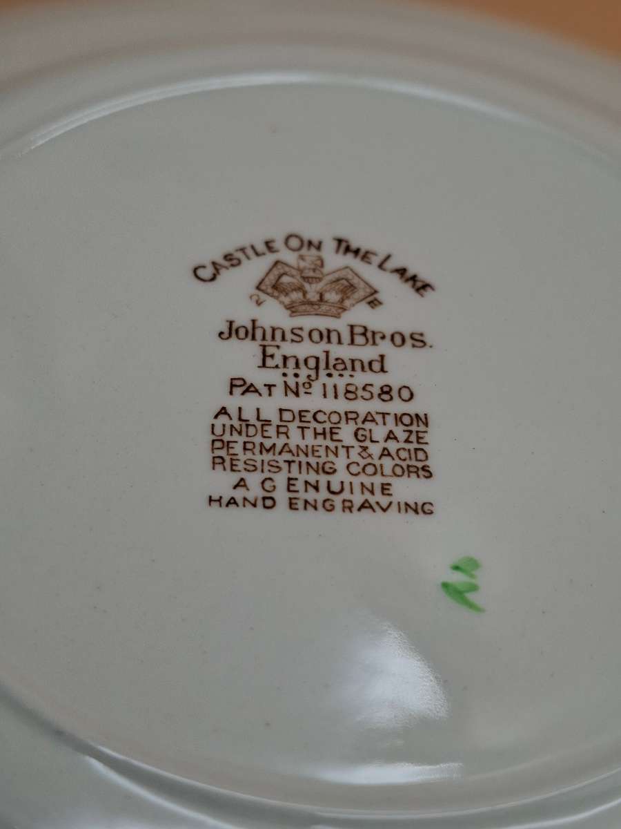Vintage Johnson Brothers "Castle on the Lake" Dinnerware - Pink & Brown Hues
