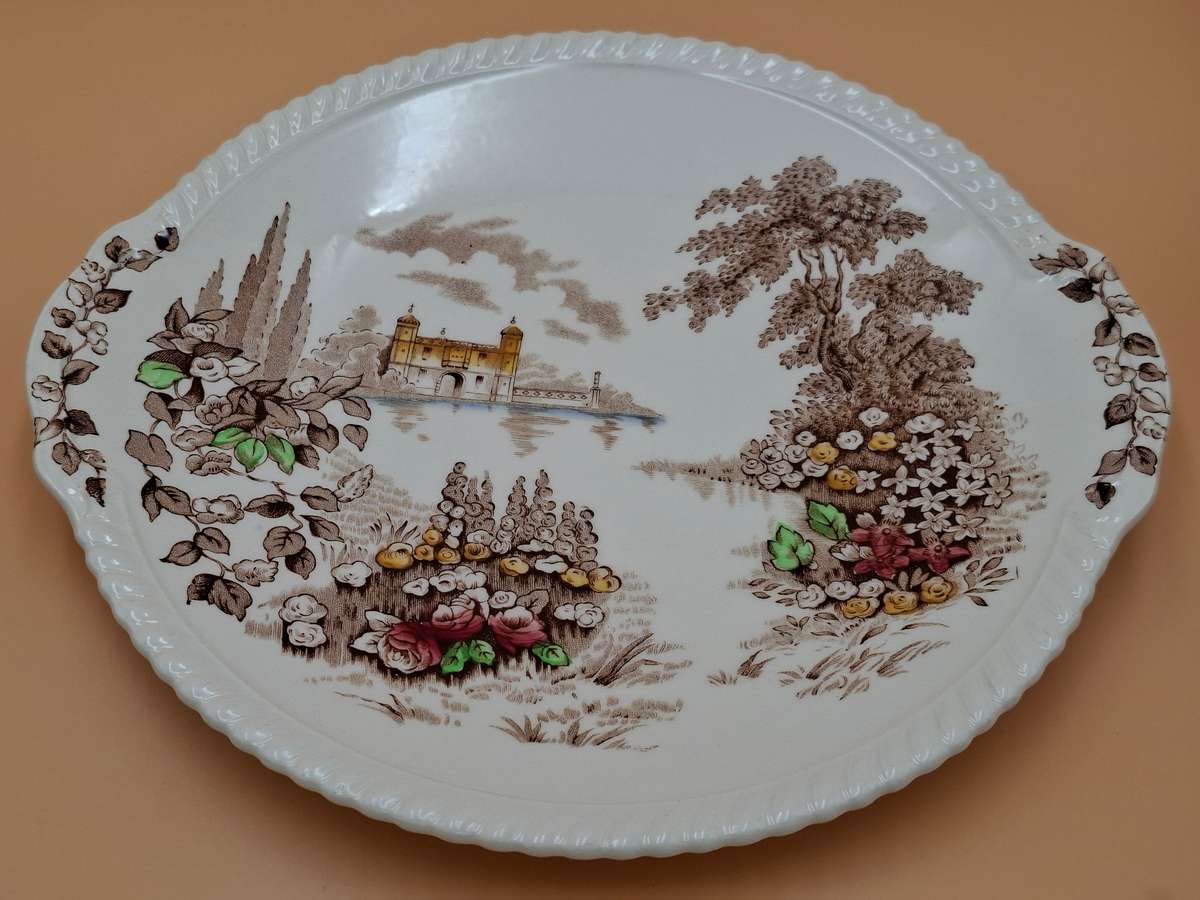 Vintage Johnson Brothers "Castle on the Lake" Dinnerware - Pink & Brown Hues