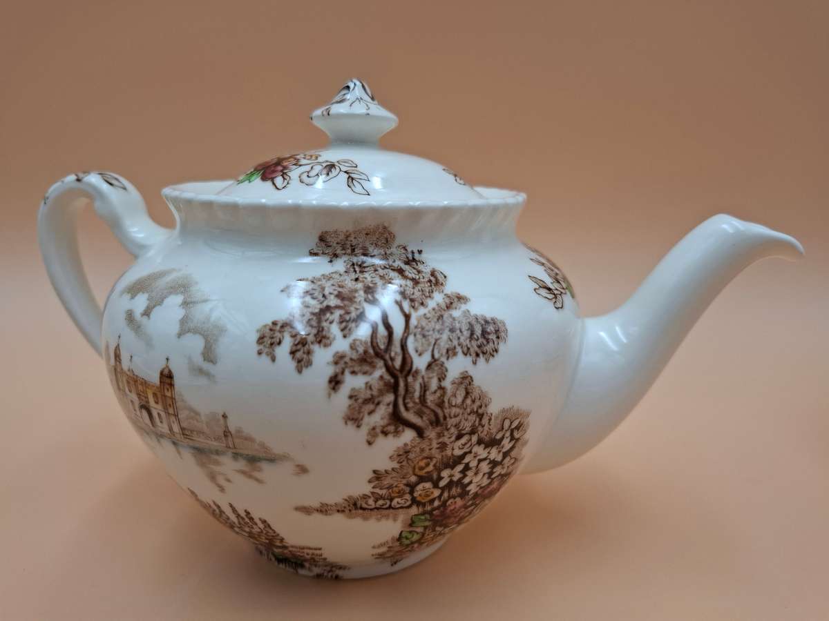 Vintage Johnson Brothers "Castle on the Lake" Dinnerware - Pink & Brown Hues