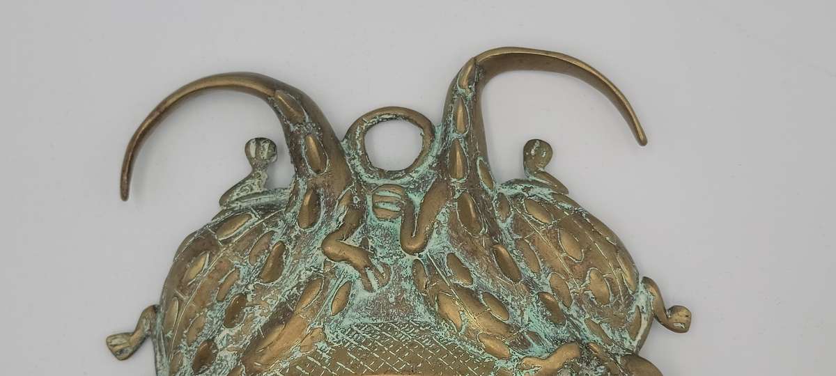 Vintage African Brass Mask - likely from West Africa - potentially from Cameroon or Benin Culture