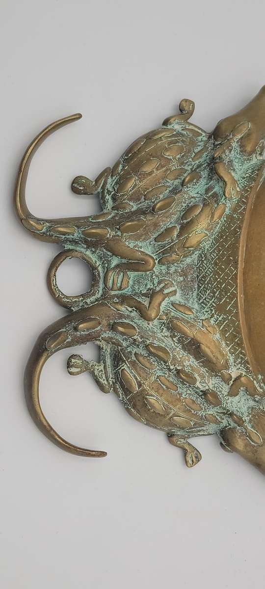 Vintage African Brass Mask - likely from West Africa - potentially from Cameroon or Benin Culture