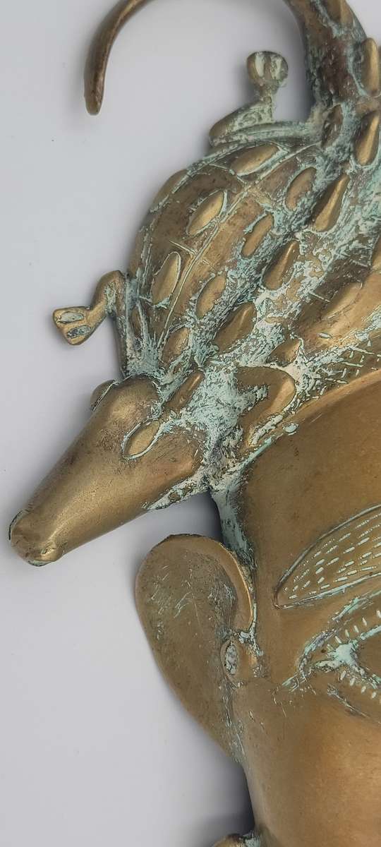 Vintage African Brass Mask - likely from West Africa - potentially from Cameroon or Benin Culture