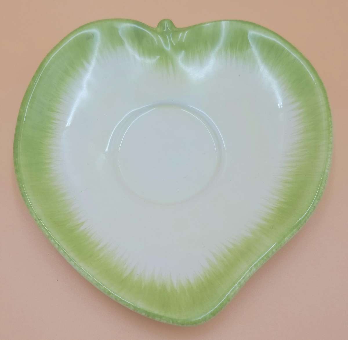 Floral Themed Cup, Saucer & Plate - Soft Pink & Lime Green - Handmade & painted