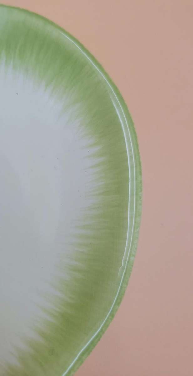 Floral Themed Cup, Saucer & Plate - Soft Pink & Lime Green - Handmade & painted