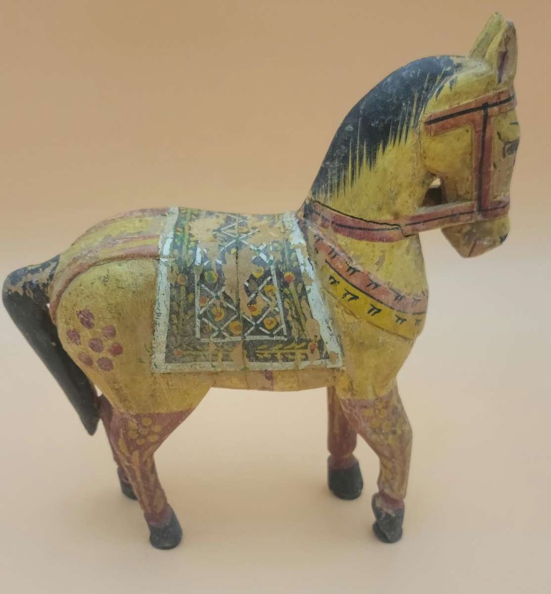 Vintage Hand Carved & Hand Painted Wooden Horse -  Indian Wedding Horse - 28cm H