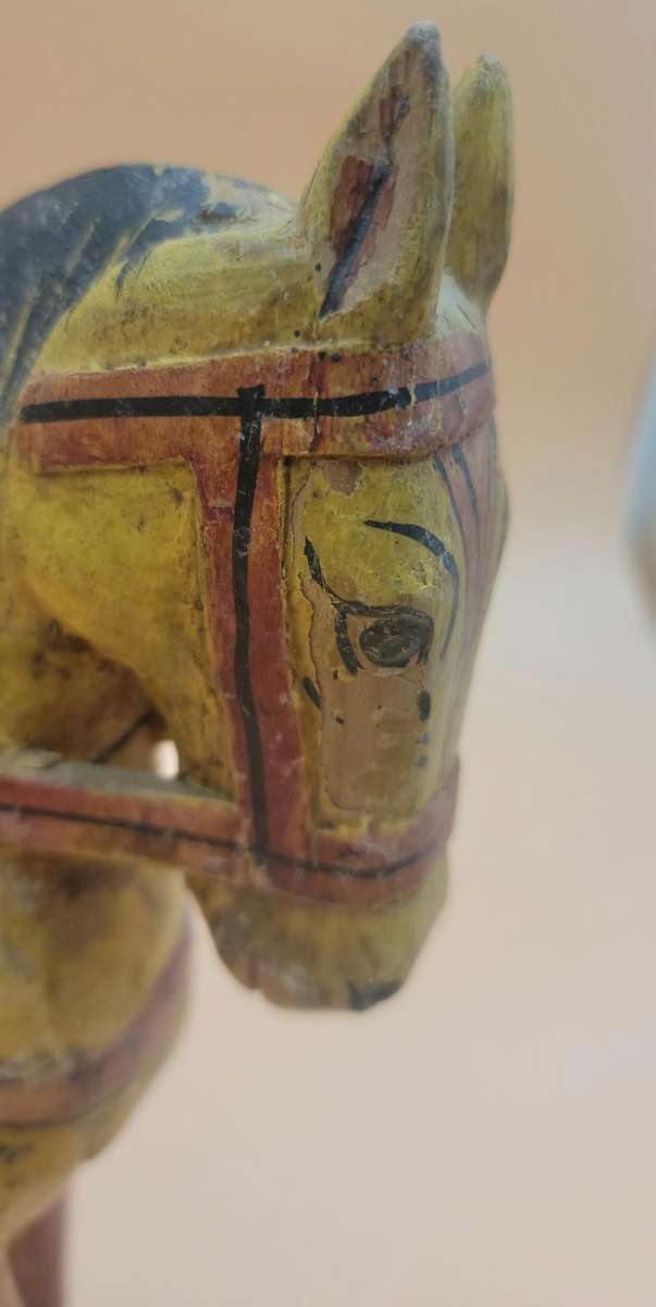Vintage Hand Carved & Hand Painted Wooden Horse -  Indian Wedding Horse - 28cm H