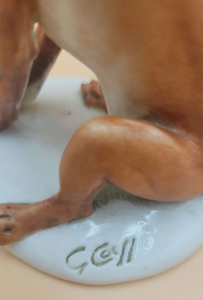 Vintage Capodimonte - Guiseppe Cappe Dog with Butterfly Figurine - The Sweetest Face!