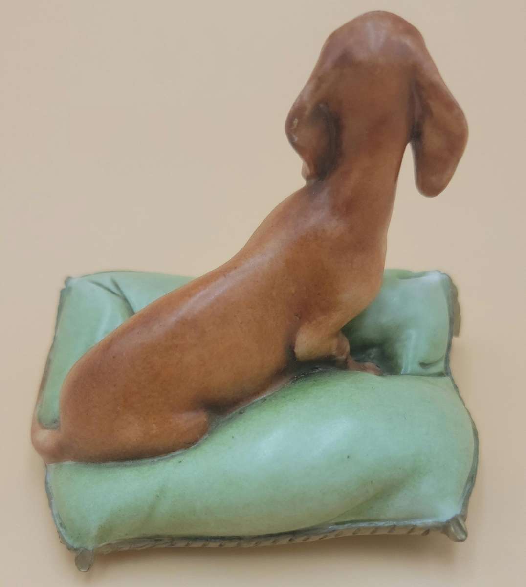 Vintage Capodimonte - Guiseppe Cappe Dachshund on Pillow Figurine - Royal Naples c.1958