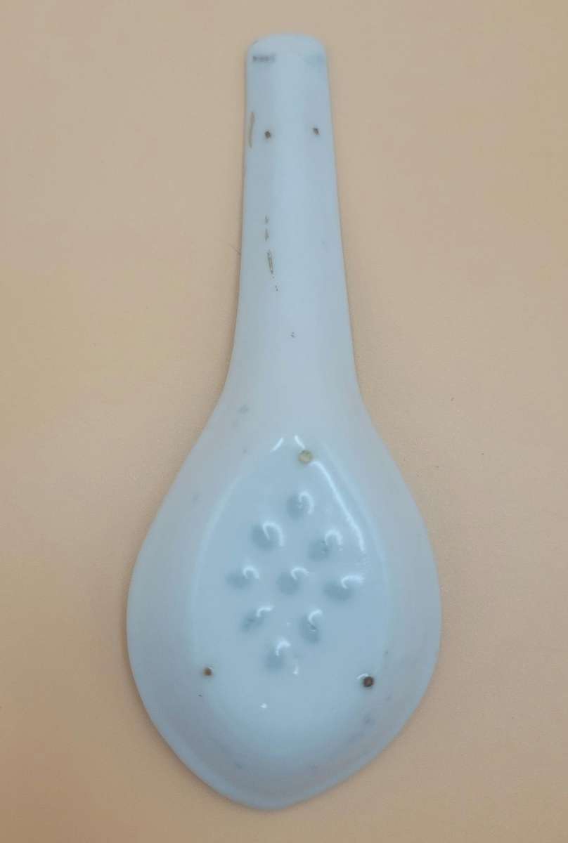 Antique Pair of Blue & White Porcelain Chinese Rice/Soup Spoons