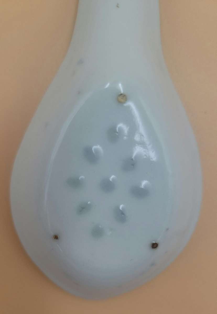 Antique Pair of Blue & White Porcelain Chinese Rice/Soup Spoons