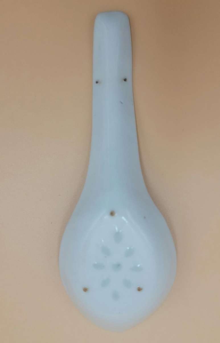 Antique Pair of Blue & White Porcelain Chinese Rice/Soup Spoons
