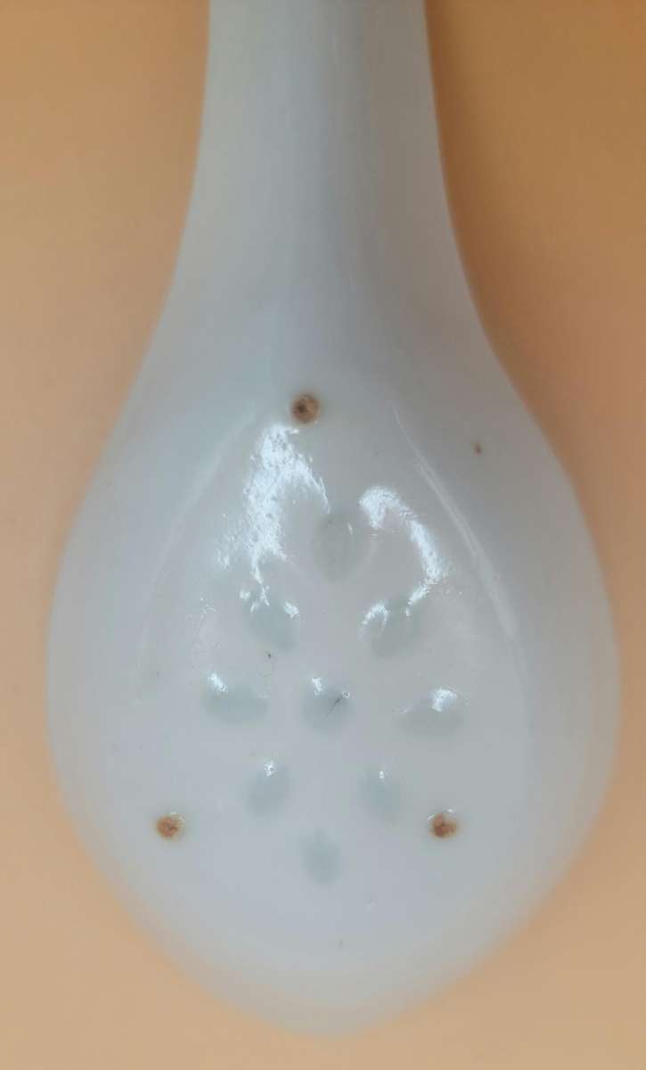 Antique Pair of Blue & White Porcelain Chinese Rice/Soup Spoons