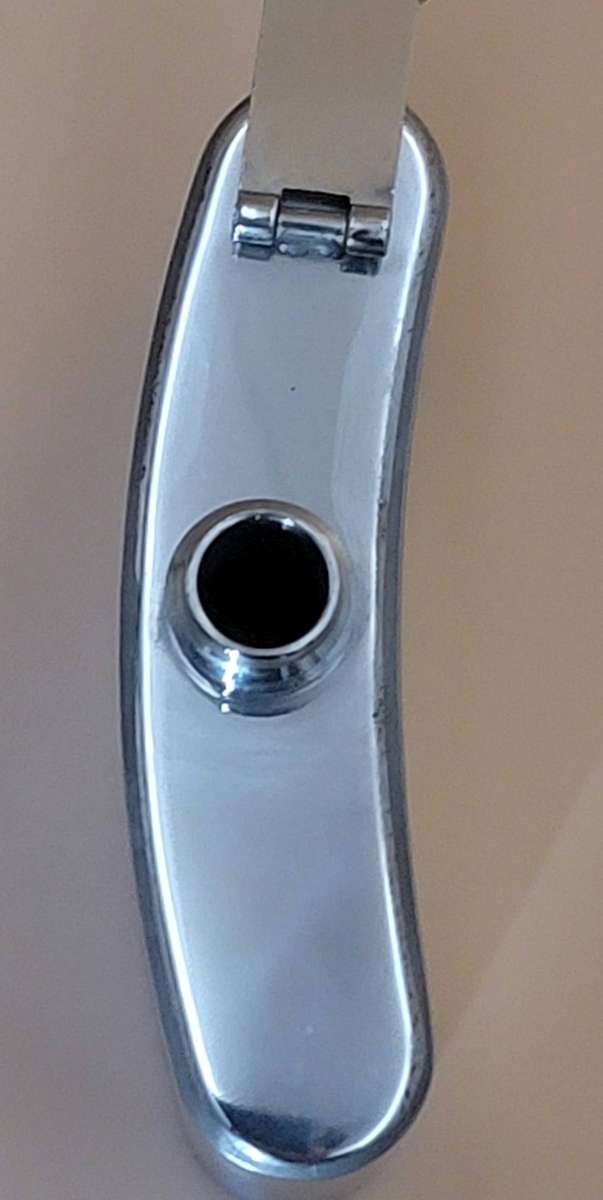 Vintage Stainless Steel Hip Flask - Curved Design with Screw-on Cap connected to Flask