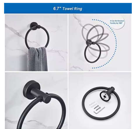 6  Piece Stainless steel Wall Mount Towel Rail & Bath Accessories Set