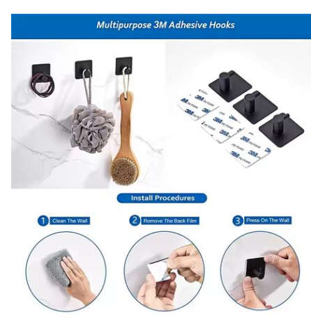 6  Piece Stainless steel Wall Mount Towel Rail & Bath Accessories Set