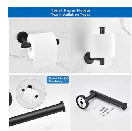 6  Piece Stainless steel Wall Mount Towel Rail & Bath Accessories Set