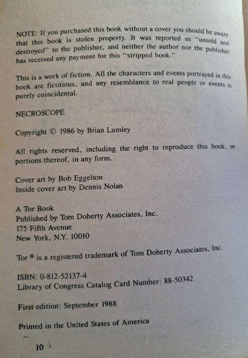Necroscope by Brian Lumley - First Edition Paperback Fair Condition