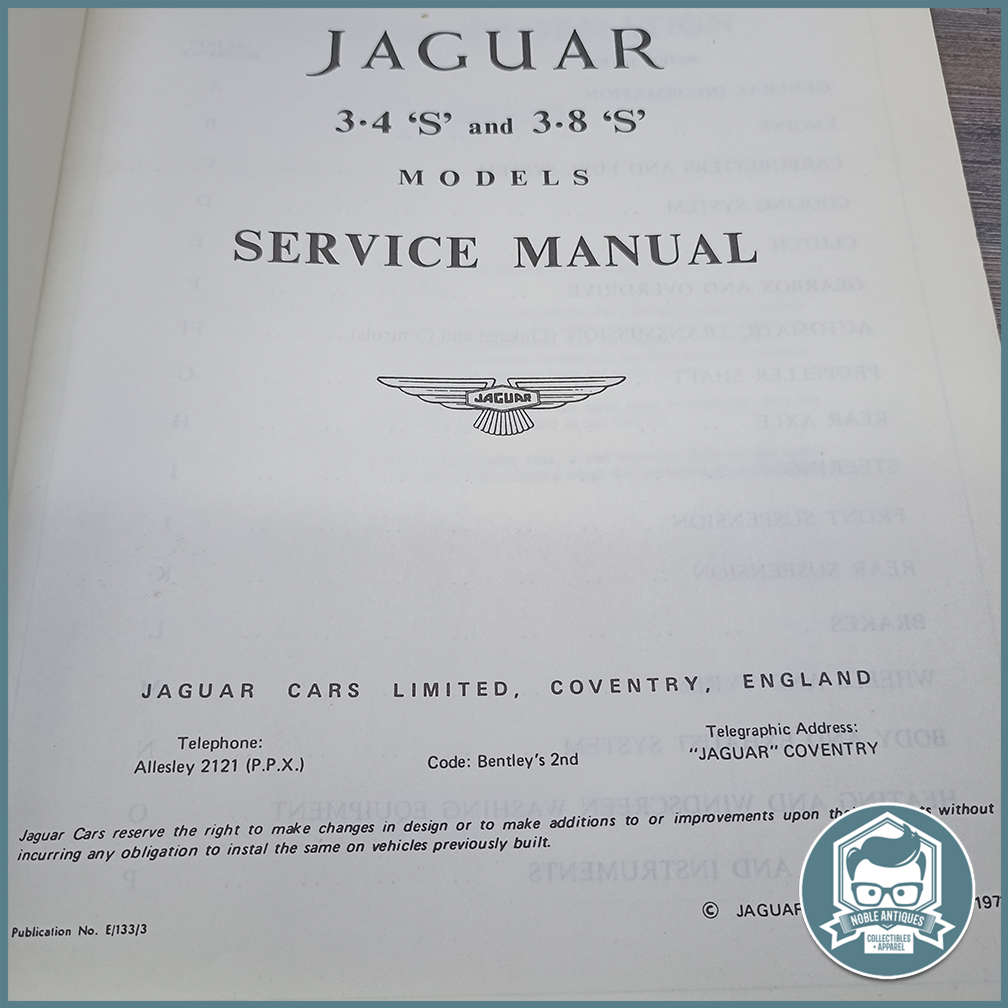 JAGUAR 3.4 'S' and 3.8 'S' MODELS SERVICE MANUAL !!!
