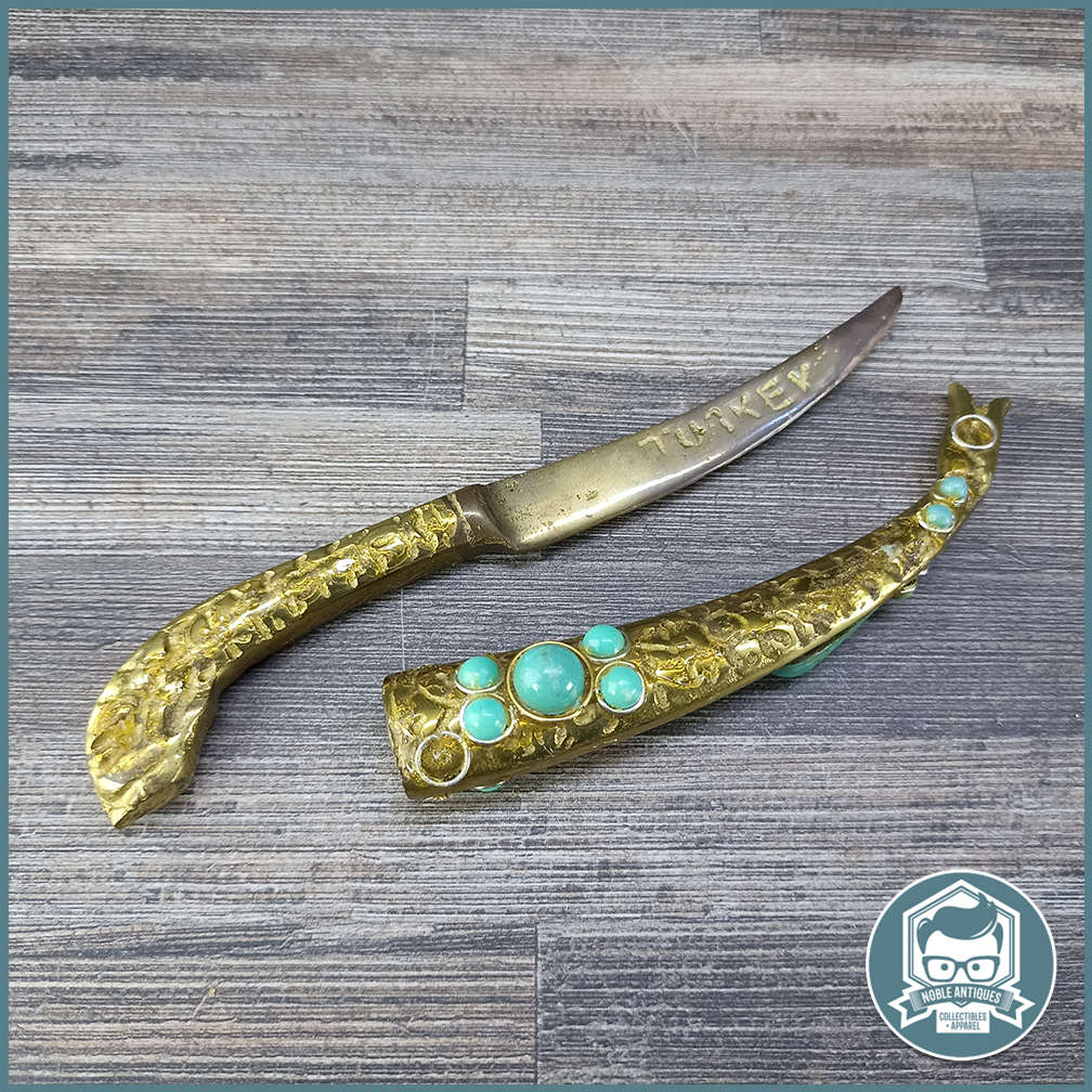 Vintage Brass Turkish Dagger and Sheath!!!