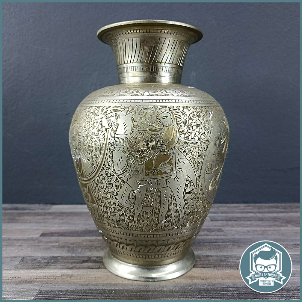 Vintage Hand Hammered Highly Decorative Middle Eastern Metal Vase!!!