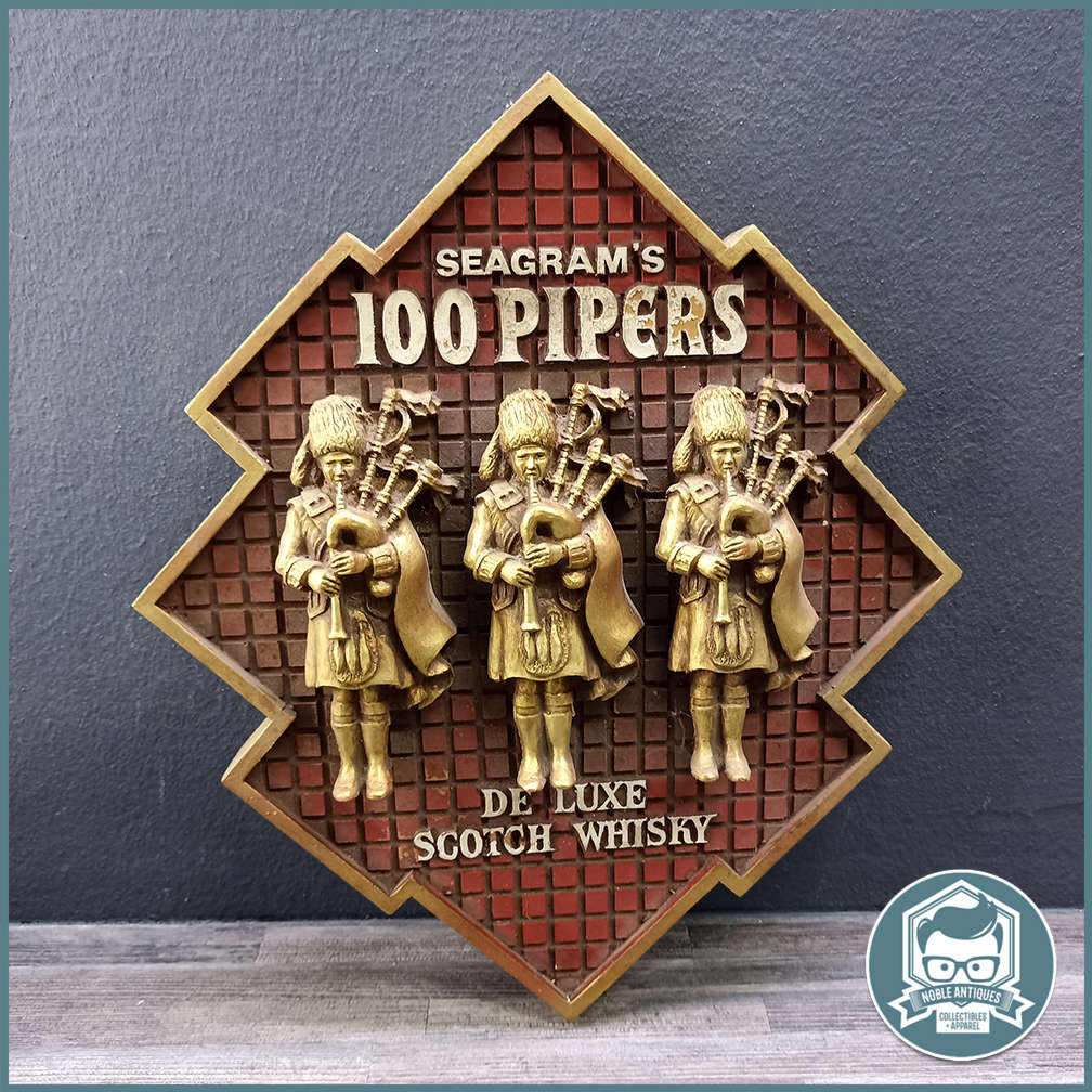 Vintage SEAGRAM'S 100 PIPERS DE LUXE SCOTCH WHISKY Sign!!!
