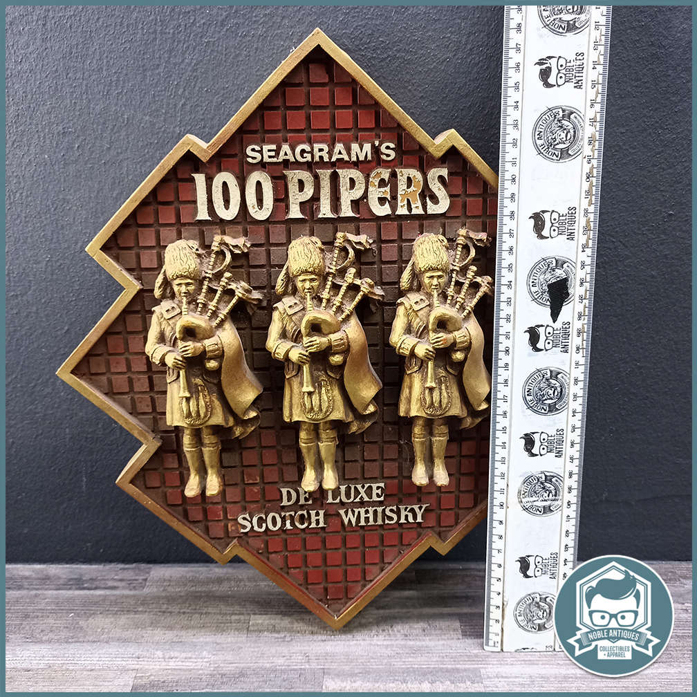 Vintage SEAGRAM'S 100 PIPERS DE LUXE SCOTCH WHISKY Sign!!!