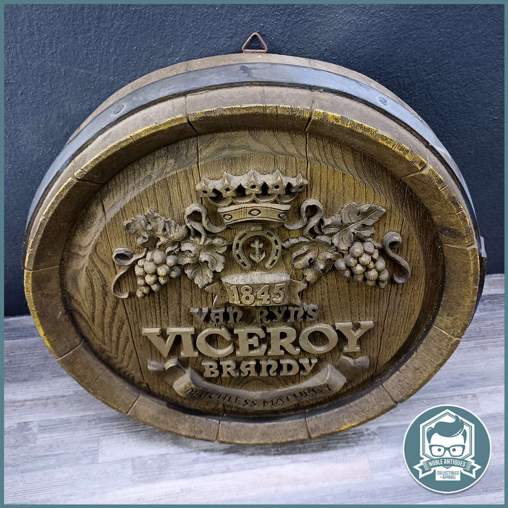 Vintage VAN RYNS VICEROY BRANDY Barrel Bar Sign!!!