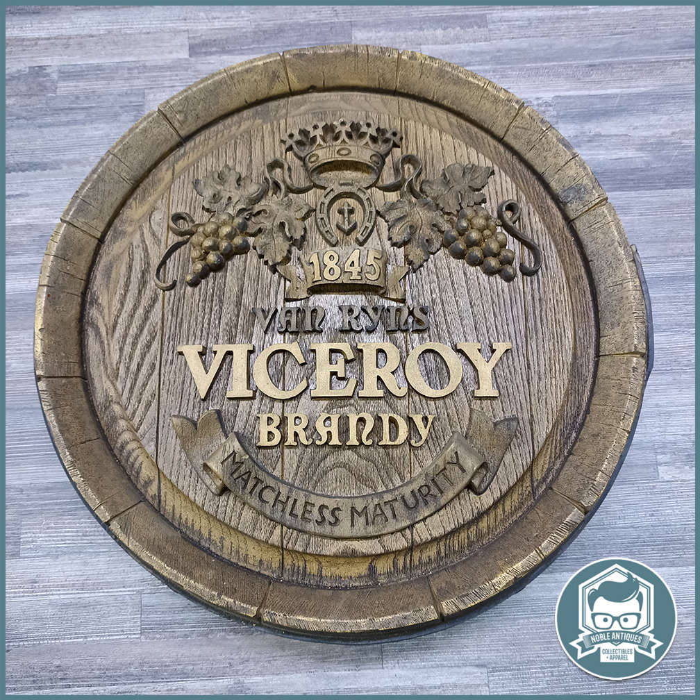 Vintage VAN RYNS VICEROY BRANDY Barrel Bar Sign!!!