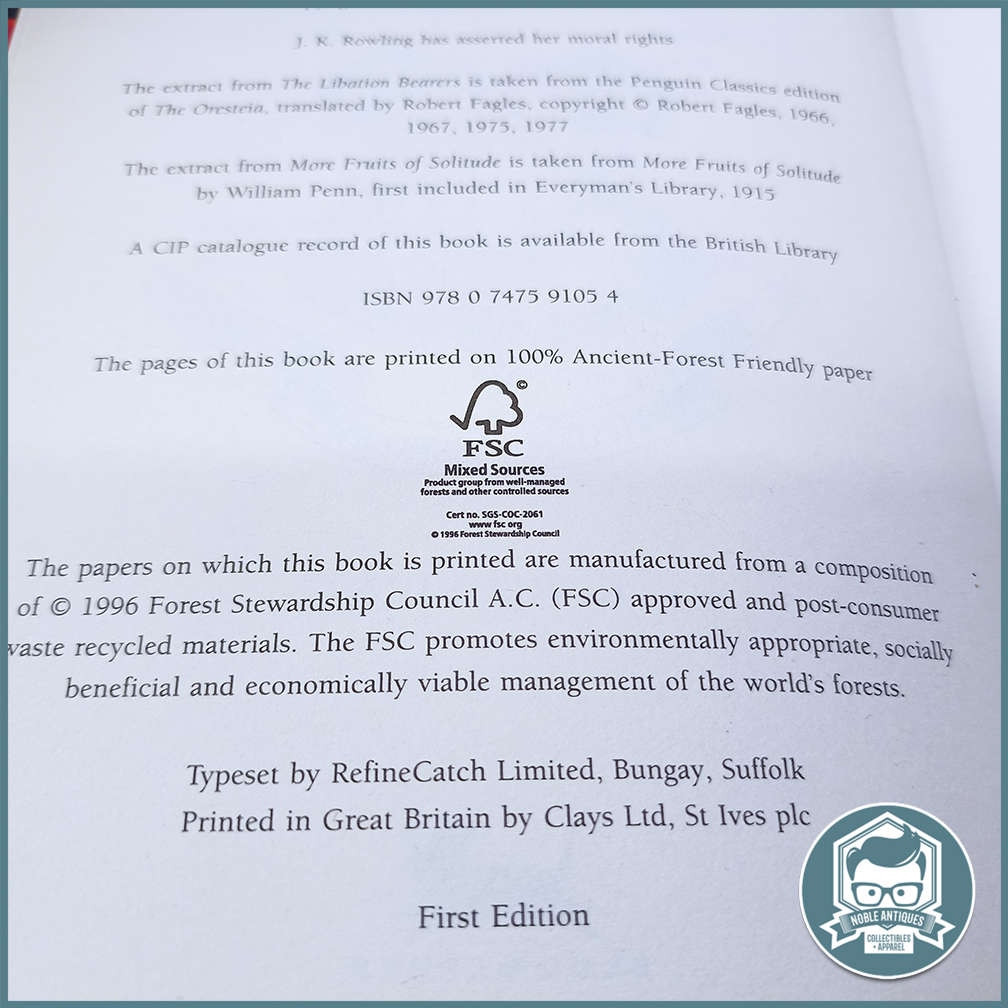 First Edition Hard Cover Harry Potter and the Deathly Hallows Novel by J. K. Rowling!!!