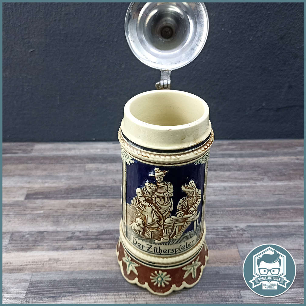 German Porcelain Der Zitherspieler Beer Stein!!!