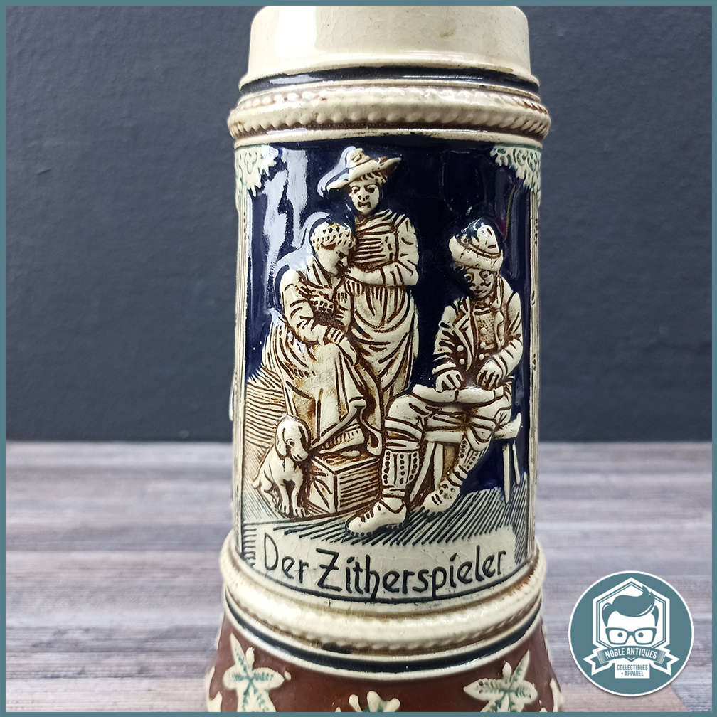 German Porcelain Der Zitherspieler Beer Stein!!!