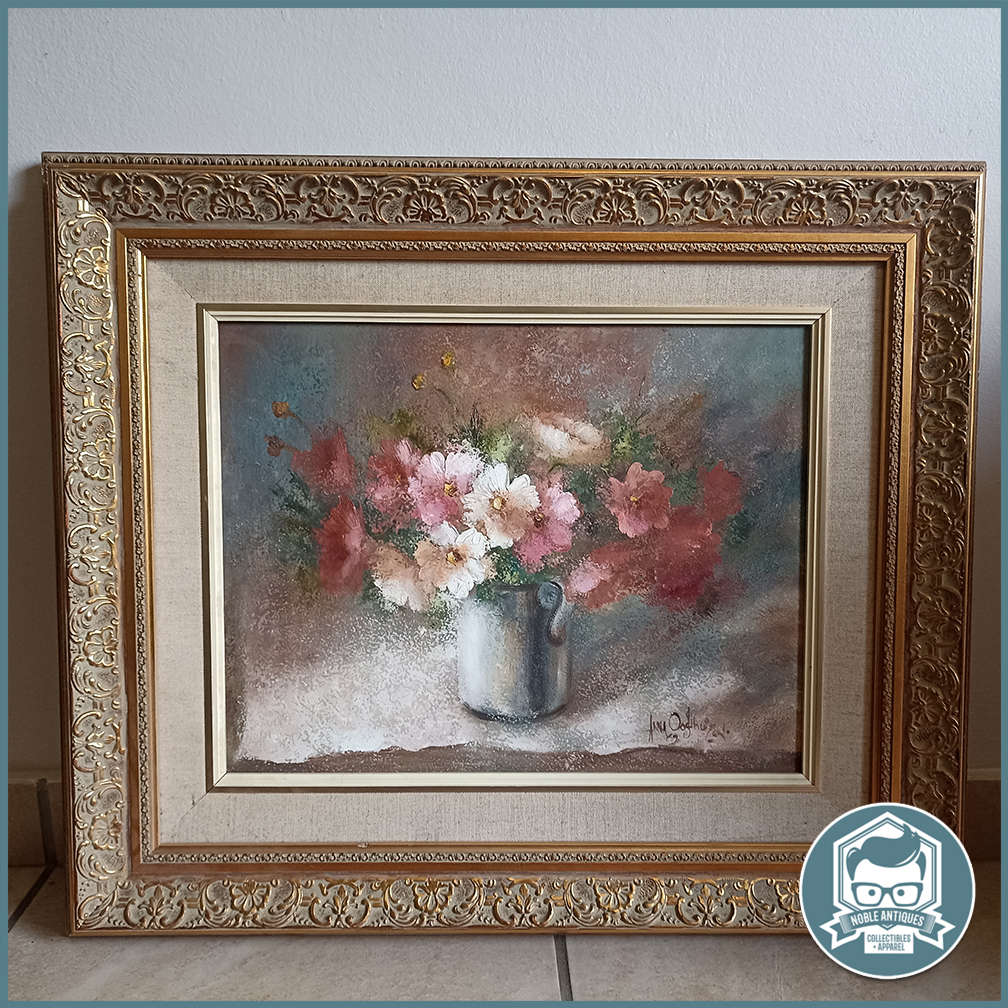 Framed Original Still life flowers Oil on Board by Anna Oosthuizen - 120cmx50cm
