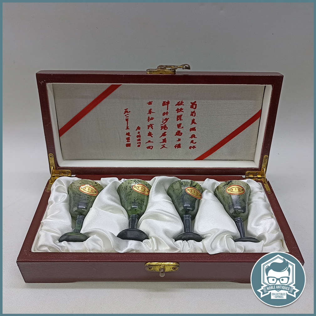 Wood Boxed Noctilucent Luminescent Cup Chinese Jade Sake Set!!!