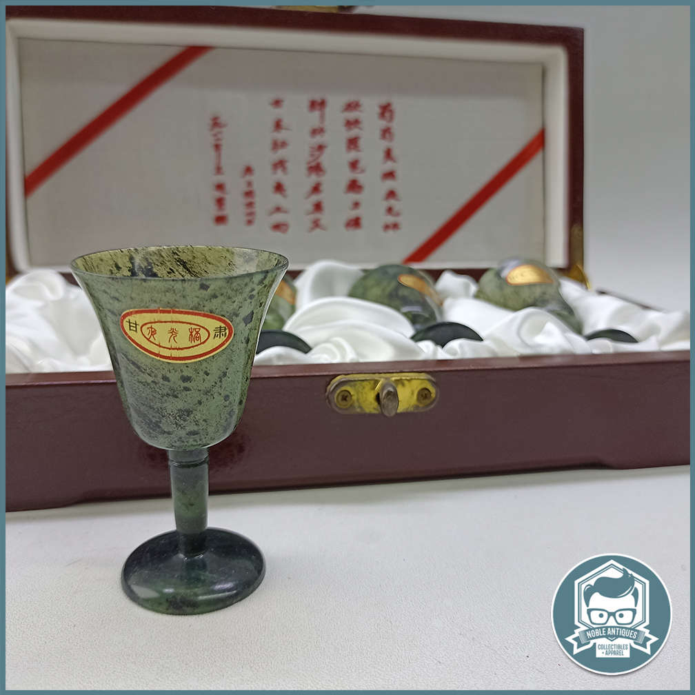 Wood Boxed Noctilucent Luminescent Cup Chinese Jade Sake Set!!!
