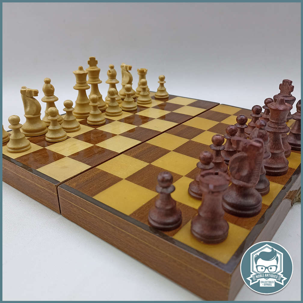 Complete Folding Wood Chess Board with Pieces!!!