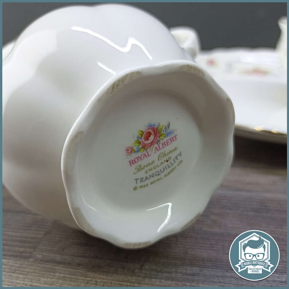 Royal Albert Tranquility Pattern Milk Jug, Sugar Bowl and Biscuit Plate