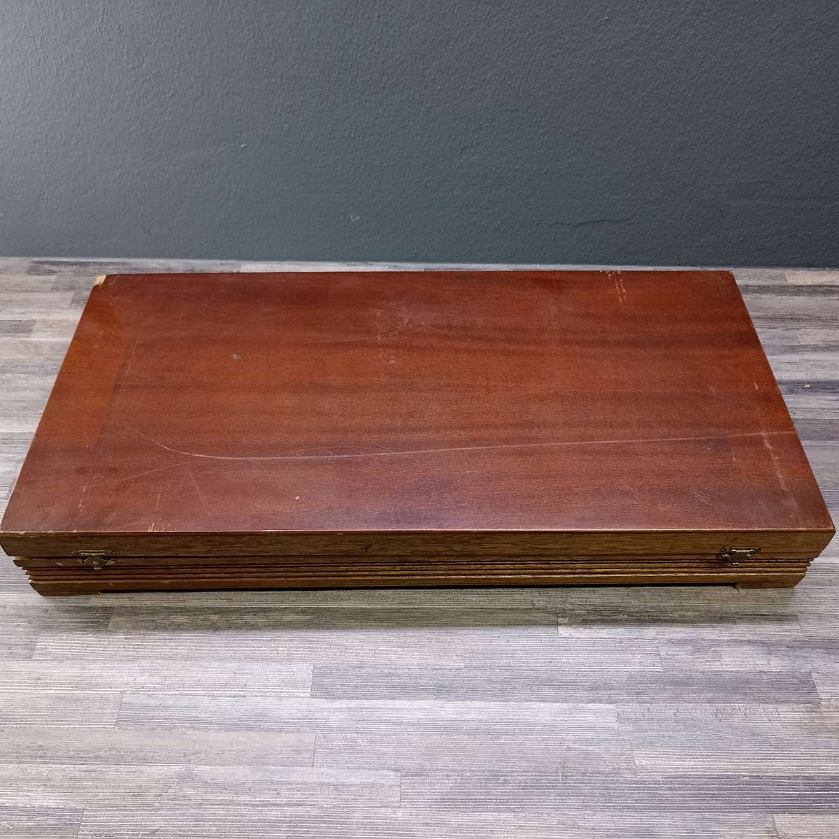 Vintage Large Wood Boxed Cutlery Set, Still Plastic sleeves - 12 Of Everything!!!