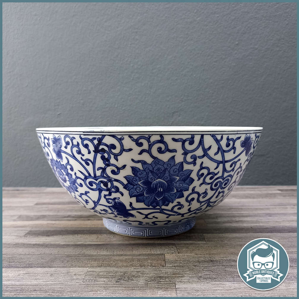 Oriental Blue and White Porcelain Fruit Bowl