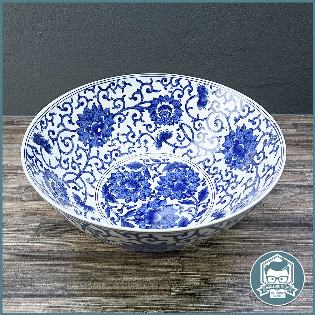 Oriental Blue and White Porcelain Fruit Bowl