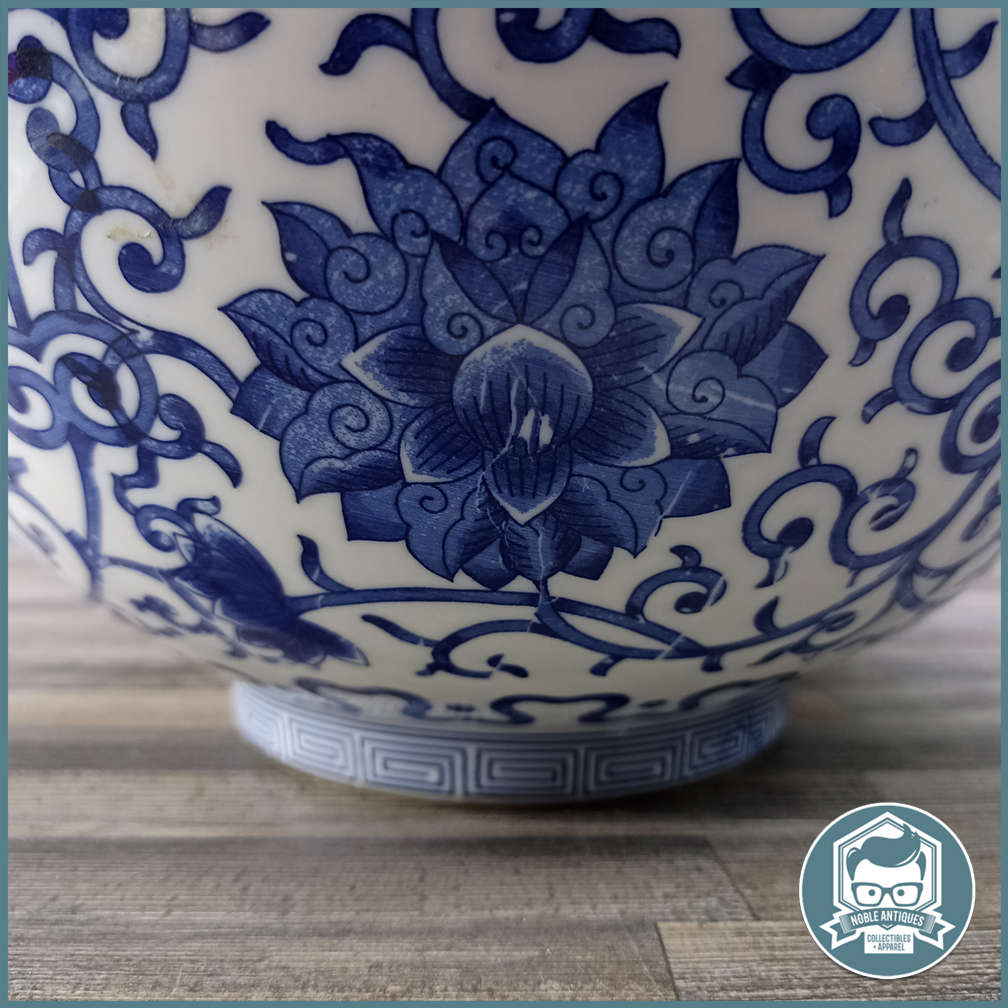 Oriental Blue and White Porcelain Fruit Bowl