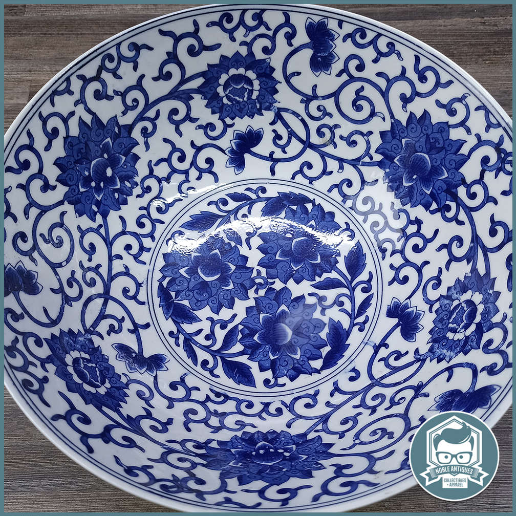 Oriental Blue and White Porcelain Fruit Bowl