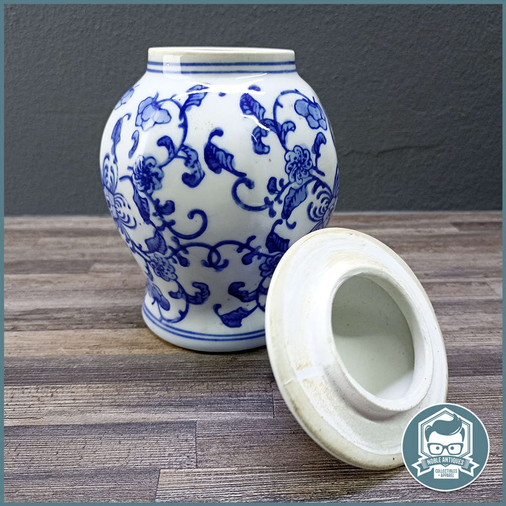 Blue and White Oriental Tea Caddy